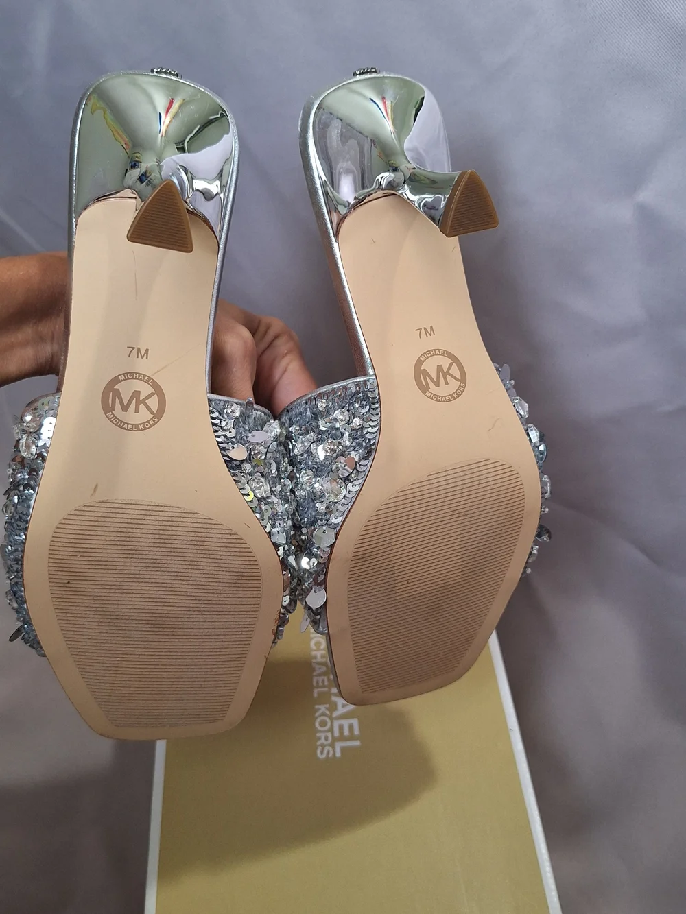 Michael Kors Silver Sequin Mule Heels